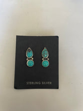 Load image into Gallery viewer, Navajo Sterling Silver &amp; Green Kingman Turquoise Post Earrings