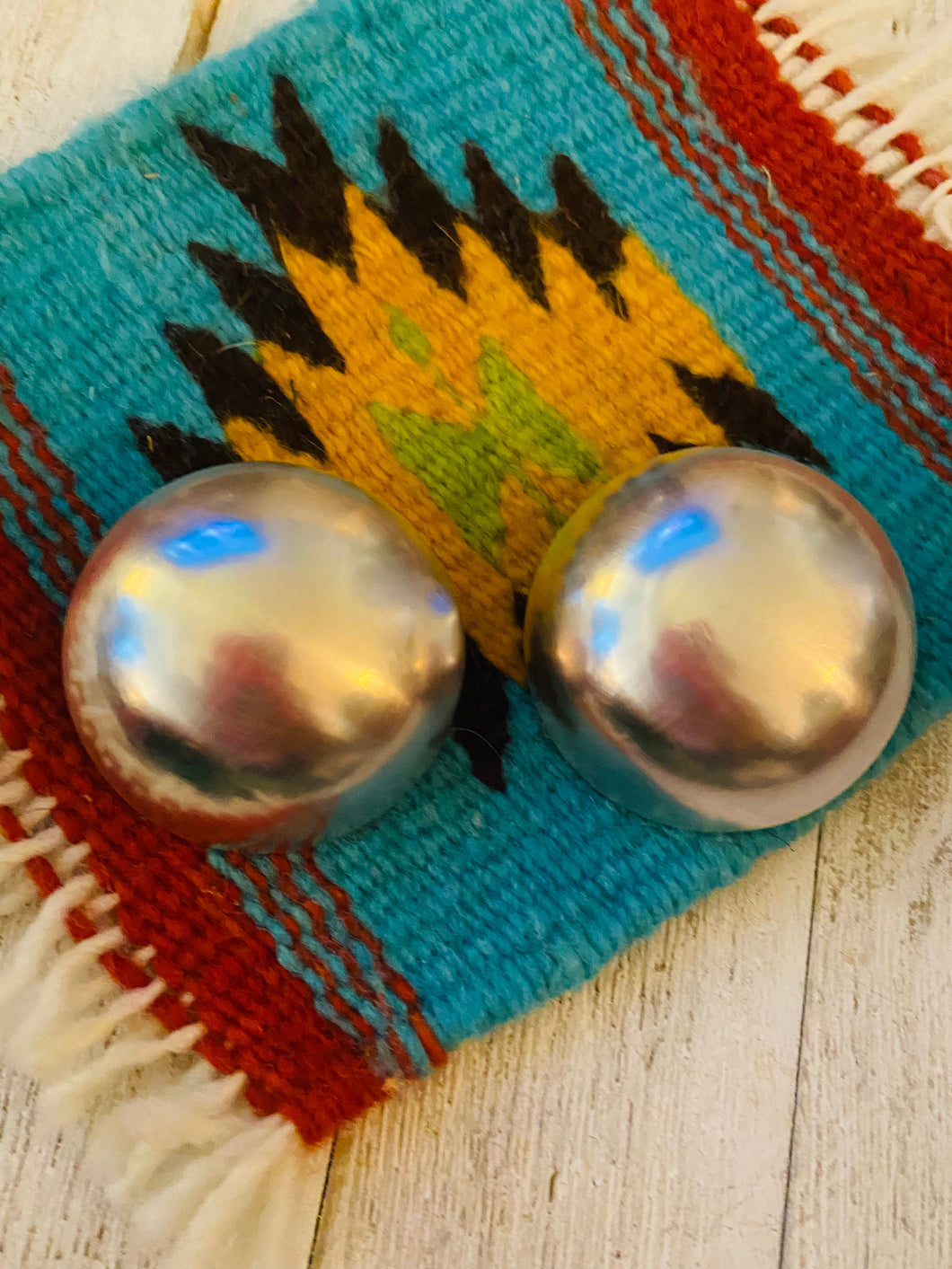 Navajo Sterling Silver Hand Jumbo Stud Earrings