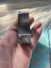 Load image into Gallery viewer, Navajo Golden Hills &amp; Sterling Silver Tufa Cast Cuff Bracelet Signed