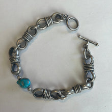 Load image into Gallery viewer, Navajo Natural Kingman Turquoise Sterling Beautiful Handmade 7.5 inch Chain Bracelets