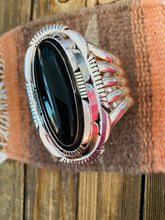 Load image into Gallery viewer, Navajo Sterling Silver &amp; Black Onyx Cuff Bracelet Signed