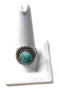 Old Pawn Navajo Sterling Silver & Turquoise Ring Size 9.5