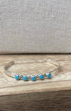Load image into Gallery viewer, Navajo Sterling Silver &amp; 5 Stone Turquoise Baby Cuff Bracelet