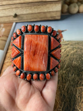 Load image into Gallery viewer, Anthony Skeets Navajo Natural Spiny Oyster &amp; Sterling Silver Cuff Bracelet Signed