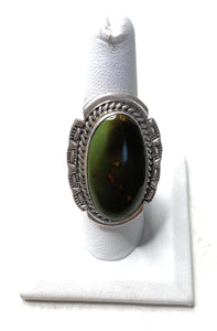Old Pawn Navajo Sterling Silver & Royston Turquoise Ring Size 9