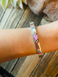 Navajo Sterling Silver & Pink Opal Cuff Bracelet