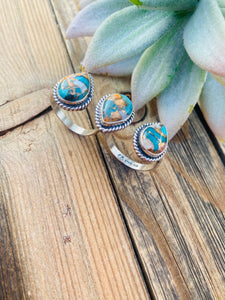 Navajo Multi Stone Spice & Sterling Silver Adjustable Ring