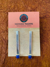 Load image into Gallery viewer, Navajo Lapis &amp; Sterling Silver Dangle Earrings