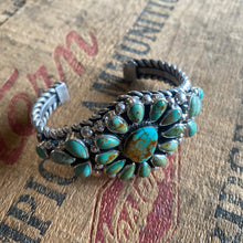 Load image into Gallery viewer, *AUTHENTIC* Navajo Royston Turquoise And Sterling Silver Cluster Cuff Bracelet Signed