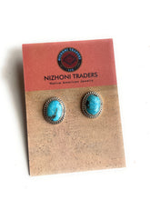 Load image into Gallery viewer, Navajo Sterling Silver &amp; Turquoise Stud Earrings Signed M Silversmith
