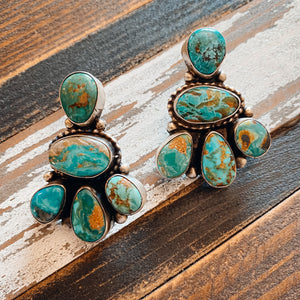 *AUTHENTIC* Navajo Royston Turquoise And Sterling Silver Post Earrings