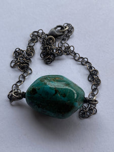 Navajo Turquoise Stone & Sterling Silver Necklace