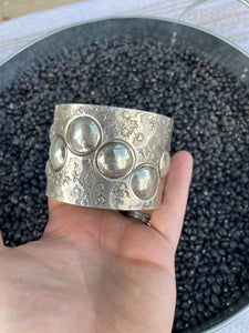 Sterling Silver Navajo Handmade Cuff Bracelet By Codie Willie