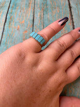 Load image into Gallery viewer, Zuni 5 Stone Inlay Turquoise &amp; Sterling Silver Ring Signed