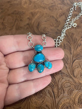 Load image into Gallery viewer, Handmade Sterling Silver &amp; Turquoise Cluster Necklace Signed Nizhoni