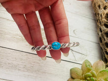 Load image into Gallery viewer, Navajo Twisted Sterling Silver &amp; Kingman Turquoise Cuff Bracelet