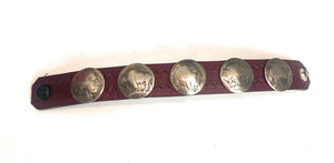 Navajo Buffalo Nickel and Brown Leather Bracelet