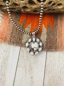 Handmade Sterling Silver, Pearl & Wild Horse Heart Cluster Pendant