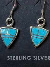 Load image into Gallery viewer, Turquoise 8 &amp; Sterling Silver light blue Petite Triangle Dangle Earrings