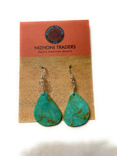 Load image into Gallery viewer, Navajo Sterling Silver Turquoise Slab Dangle Earrings