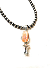Load image into Gallery viewer, Navajo Handmade Sterling Silver Orange Spiny Blossom Pendant