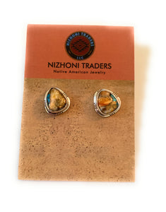 Navajo Multi Stone Spice & Sterling Silver Stud Earrings