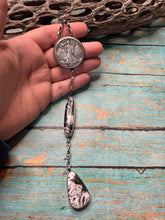 Load image into Gallery viewer, Navajo Liberty Sterling Silver &amp; White Buffalo Drop Necklace