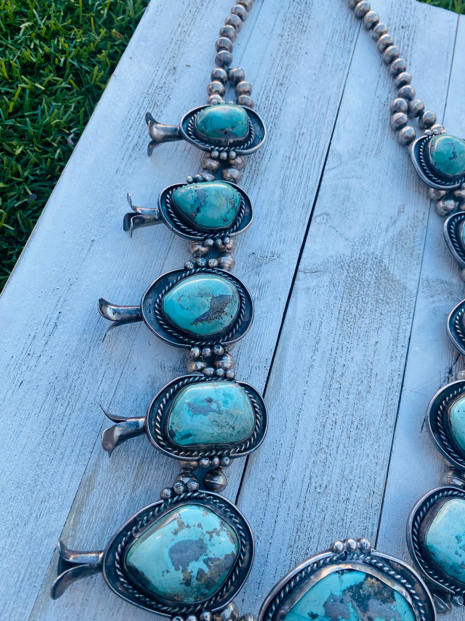 Vintage Turquoise Squash Blossom Necklace - Shaftel Diamonds