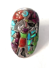 Load image into Gallery viewer, Handmade Sterling Silver &amp; Multi Stone Inlay Phoenix Ring Size 6.5