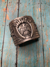Load image into Gallery viewer, Sterling Silver Navajo Stamped Thunderbird Cuff Bracelet Made By Rick Enrique