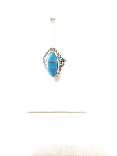 Load image into Gallery viewer, Old Pawn Navajo Sterling Silver &amp; Turquoise Inlay Ring Size 8