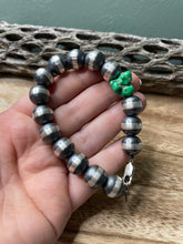 Load image into Gallery viewer, Navajo Sterling Silver And Natural Kingman 12mm Beaded Bracelet