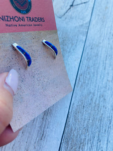 Navajo Blue Opal & Sterling Silver Inlay Earrings