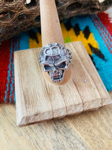 Handmade Sterling Silver Skull Ring Size 9.5