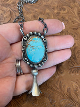 Load image into Gallery viewer, Navajo Sterling Silver And Turquoise Blossom Necklace Signed