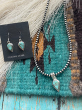 Load image into Gallery viewer, Navajo Number 8 Turquoise And Sterling Silver Inlay Dangle Earrings Pendant Set