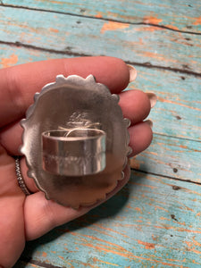 Navajo Spiny Sterling Silver Adjustable Ring Signed