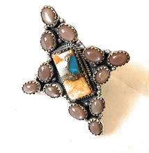 Load image into Gallery viewer, Handmade Sterling Silver &amp; Multi Stone Cluster Adjustable Ring