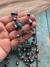 Load image into Gallery viewer, Navajo Sterling Silver &amp; Turquoise Beaded Necklace &amp; Earrings Set