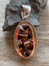 Load image into Gallery viewer, Navajo Onyx, Purple Spiny, Coral &amp; Sterling Silver Pendant