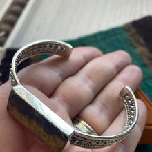 Load image into Gallery viewer, SALE *AUTHENTIC* Navajo Bumble Bee Jasper &amp; Sterling Silver Adjustable Cuff Bracelet