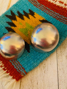Navajo Sterling Silver Hand Jumbo Stud Earrings