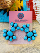 Load image into Gallery viewer, Navajo Sterling Silver &amp; Kingman Turquoise Cluster Earrings