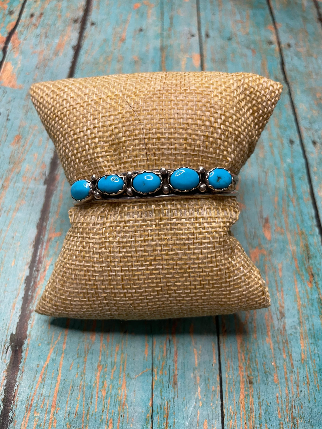 Navajo Sterling Silver & Turquoise Stacker Cuff Bracelet