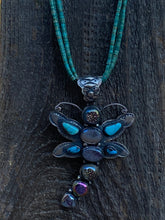 Load image into Gallery viewer, Shawn Cayatenito Sterling Silver Kingman Turquoise &amp; Druzy Dragonfly Pendant