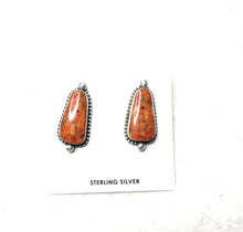 Load image into Gallery viewer, Navajo Apple Coral And Sterling Silver Post Earrings Signed
