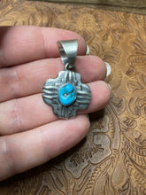 Load image into Gallery viewer, Navajo Sterling Silver Turquoise Pendant By Chimney Butte