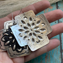 Load image into Gallery viewer, Navajo Sterling Silver Concho Cross Earrings By L Tahe
