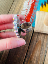 Load image into Gallery viewer, Handmade Sterling Silver, Fordite &amp; Orange Mohave Cluster Adjustable Ring