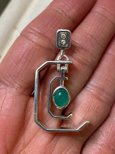Colombian Emerald Earrings in Sterling Silver dangles 1ct